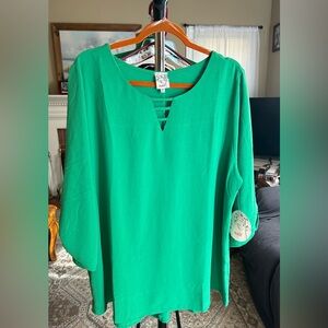 NAIF Green V-Neck 3/4 Sleeve Blouse